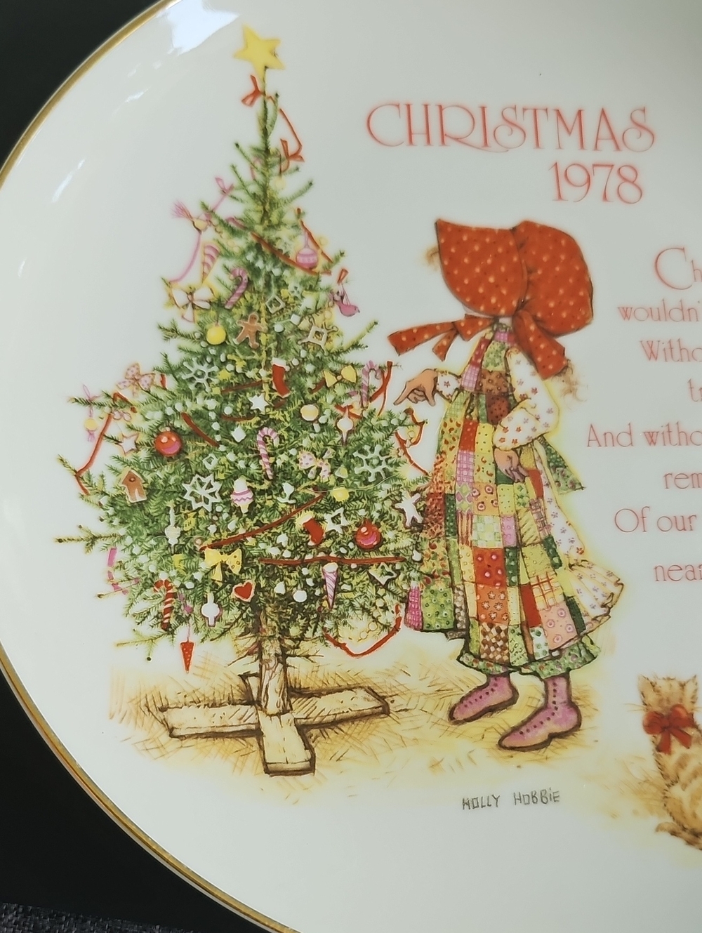 Holly Hobbie Christmas 1978 Collectible Plate Tree 70s Vintage Home Decor - Picture 2 of 5